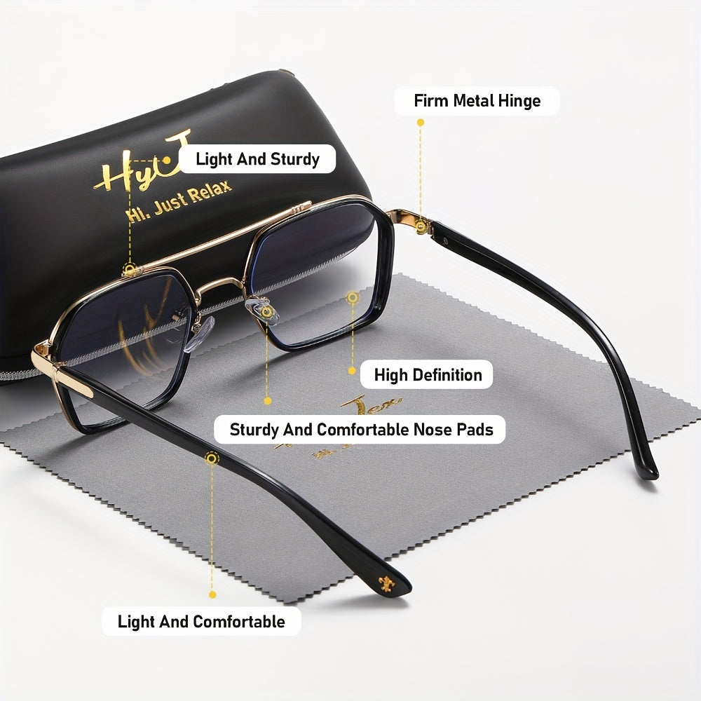 Lunettes anti-lumière bleue avec monture métallique à double pont – Lunettes tendance anti-fatigue visuelle à verres transparents pour hommes et femmes, lunettes sans correction pour ordinateur et écran