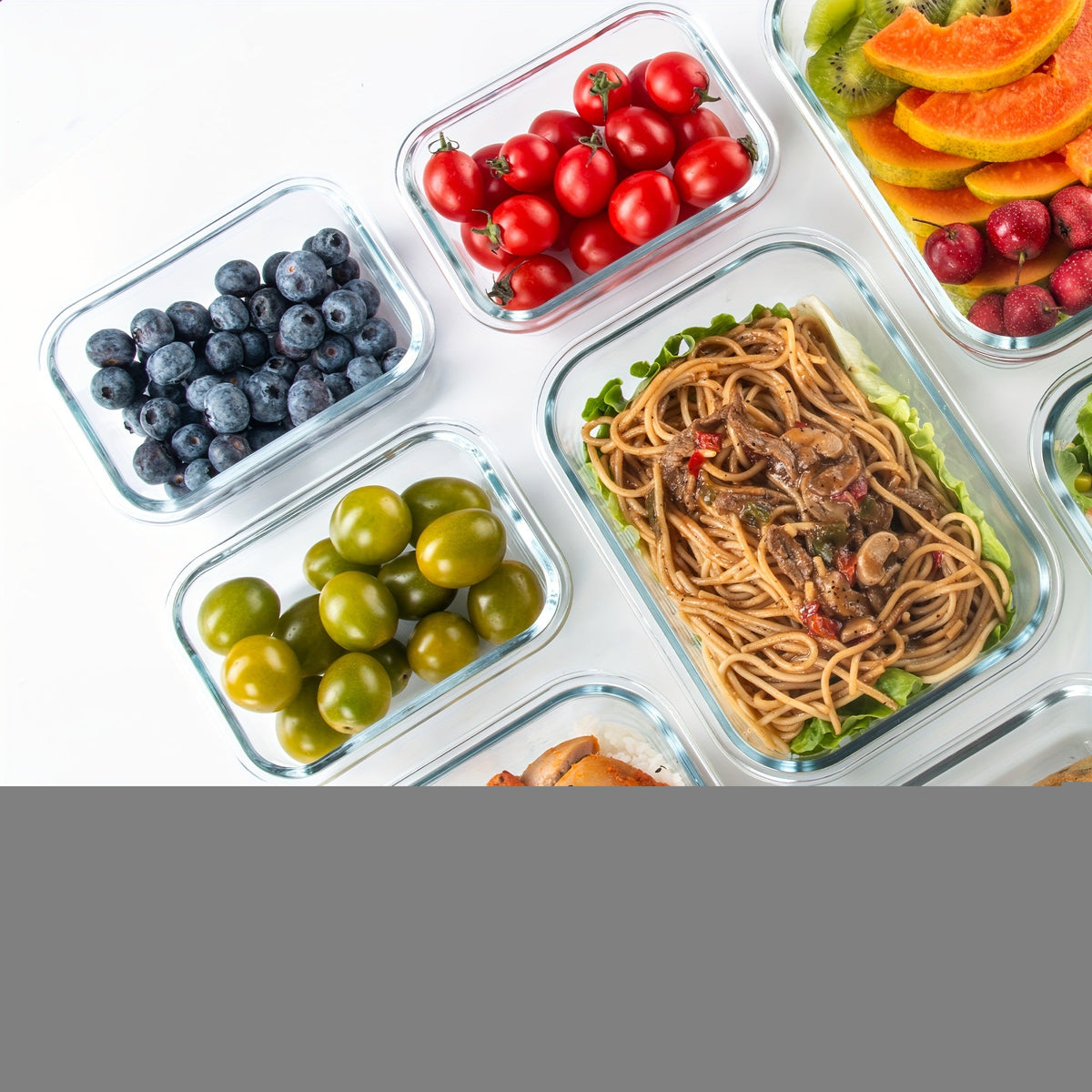 Lot de 8 récipients de conservation en verre avec couvercles – Boîtes de préparation de repas hermétiques en verre borosilicaté, compatibles four, micro-ondes et lave-vaisselle, rangement de cuisine empilable pour restes et déjeuners