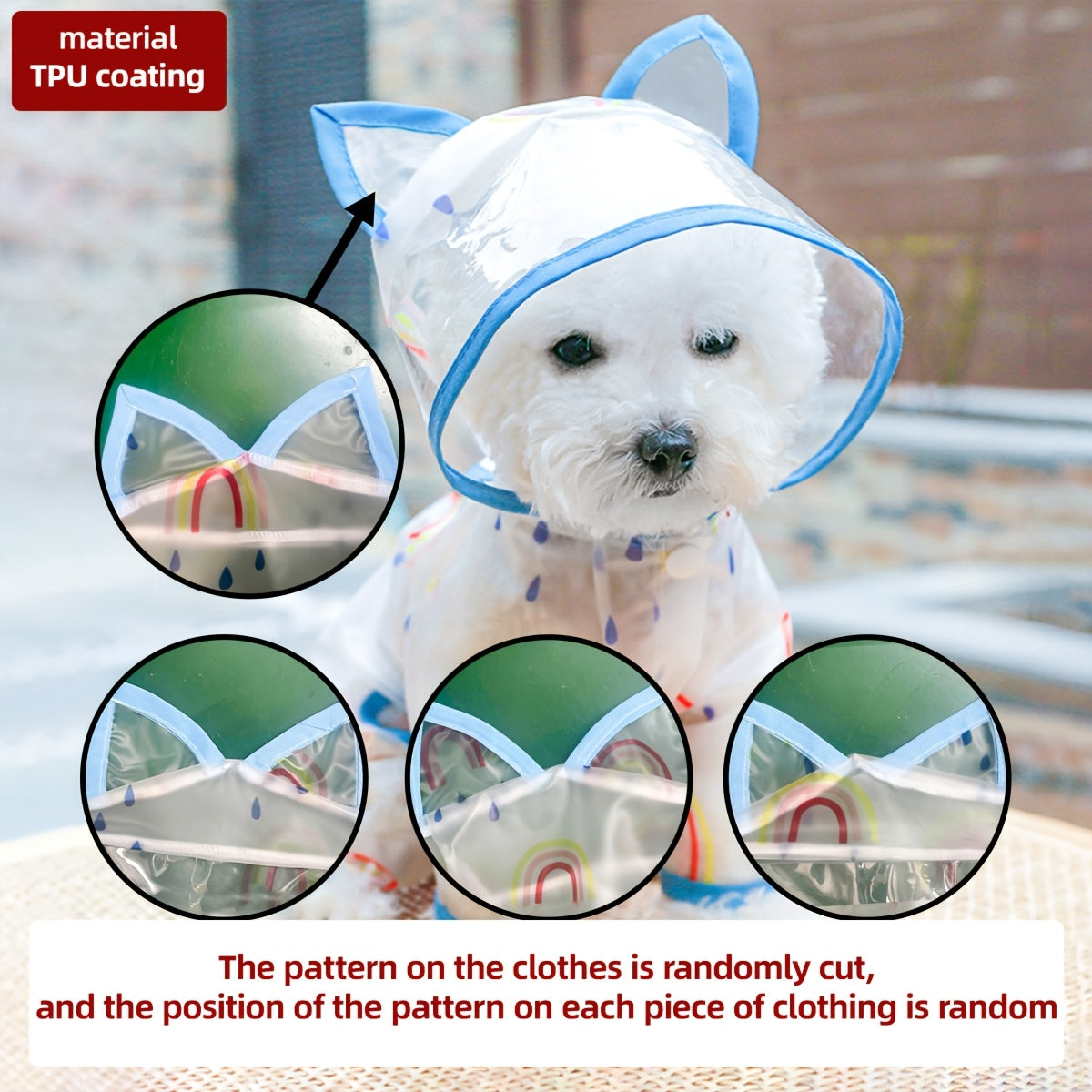 Imperméable pour petit chien - Combinaison de pluie mignonne à motif arc-en-ciel, veste de pluie toutes saisons avec fermeture à boutons-pression, manteau de pluie léger pour petites races, tenue de pluie amusante pour animal de compagnie