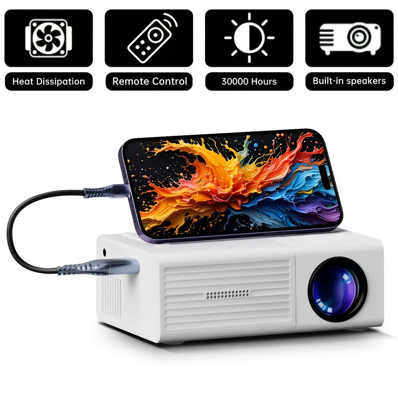 Mini projecteur portable, prise en charge 4K, natif 720P LCD – Projecteur de cinéma maison et d'extérieur compatible avec iPhone, Android, ordinateur portable, USB, HDMI pour jeux, films et présentations