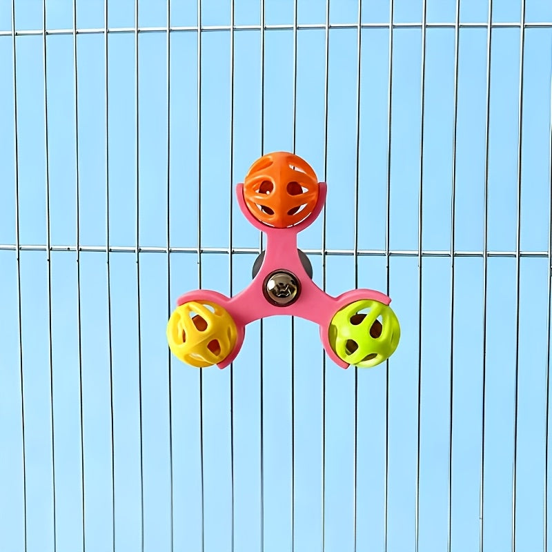 Jouet clochette rotatif pour perroquet, puzzle pivotant à 360 degrés, accessoire de cage anti-ennui pour perruches, calopsittes, conures, inséparables, bleu, vert, jaune, orange, rose