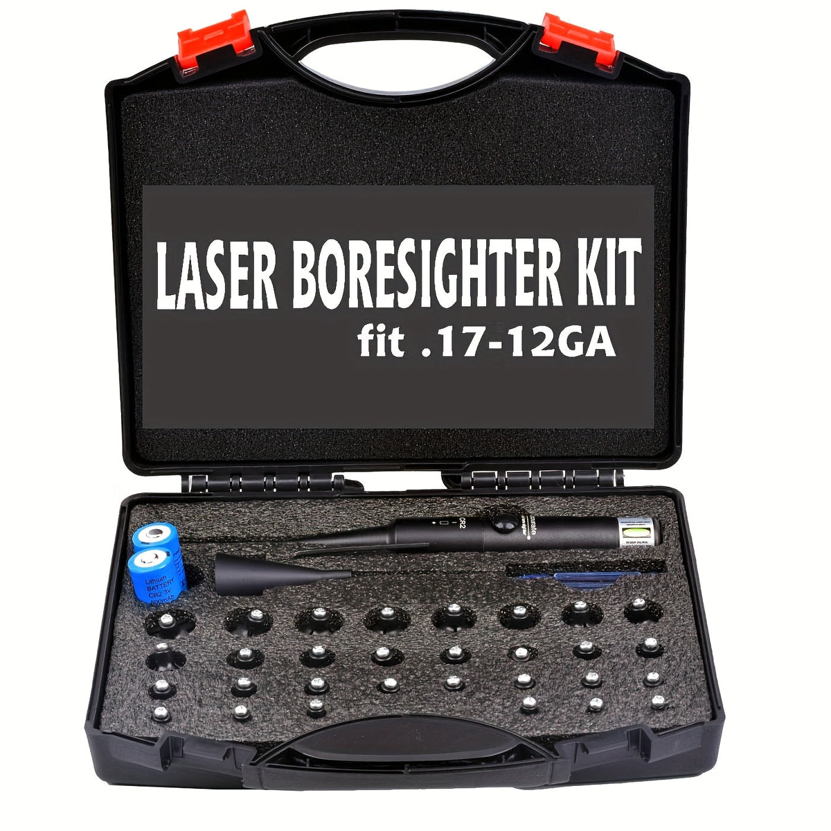 Kit de réglage laser avec 32 adaptateurs – Viseur laser rouge et vert pour calibres de 0,17 à 12GA, outil de réglage de précision pour fusil avec 8 heures d'autonomie, bouton marche/arrêt pour la chasse et le tir
