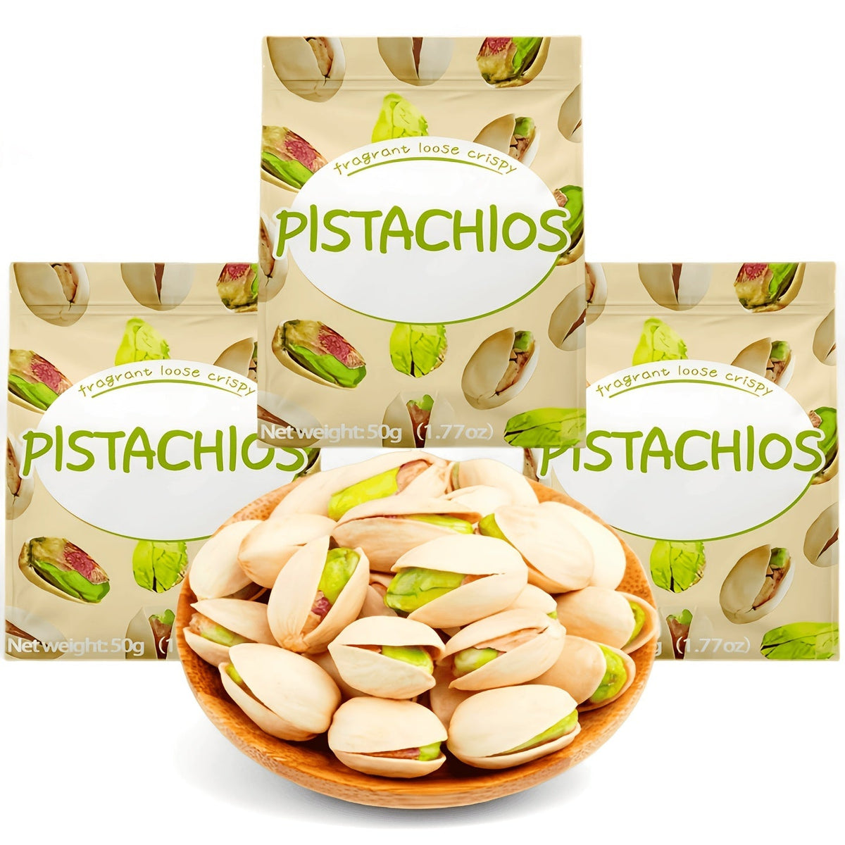 Pistaches naturelles avec coque, sachets individuels, lot de 3 de 150 g chacun, collation protéinée prête à consommer