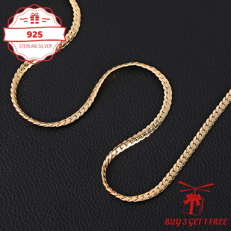 Collier chaîne maille serpent plate en argent sterling 925 plaqué or 24 carats 5 mm – Ras-du-cou unisexe style hip-hop, bijou vintage pour femme et homme, boîte cadeau incluse, 45-60 cm