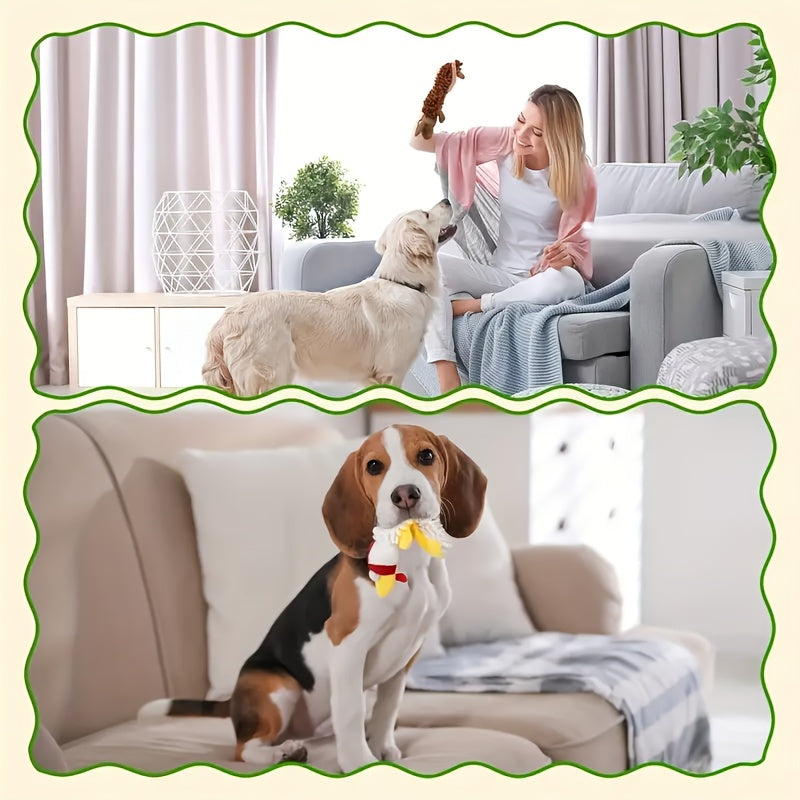 Lot de 6 jouets en peluche grinçants pour chien avec bruit de papier froissé – Jouets interactifs doux et résistants pour petits et moyens chiens, dressage de chiots, jeu en autonomie et complicité avec l'animal