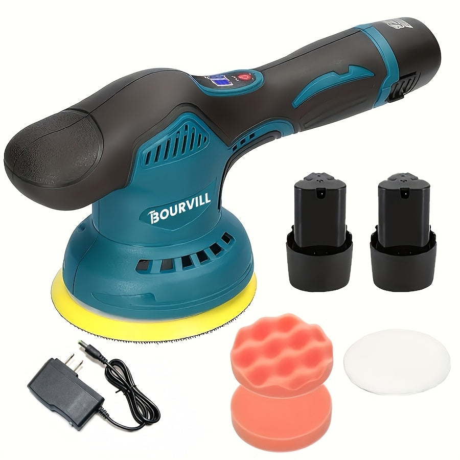 Polisseuse de voiture sans fil 8 vitesses 5000 tr/min plateau 5 pouces – Kit de polissage double alimentation batterie et secteur pour élimination des rayures, esthétique automobile et correction de peinture – Variantes rouge, jaune et machine à polir
