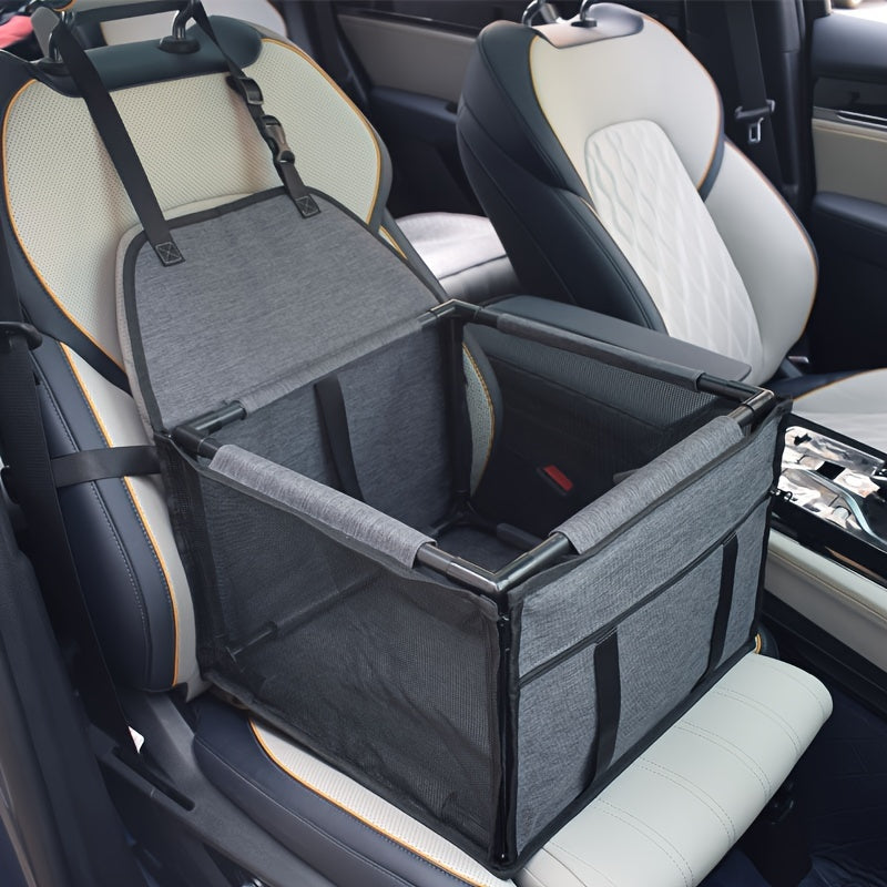 Panier de sécurité pour siège auto pour chiens petits et moyens - Siège rehausseur pour animaux de compagnie de haute qualité avec coussin doux, panier sécurisé pour chien en voiture, 7 couleurs : marron, gris, gris, cramoisi, bleu marine, bleu, rayé