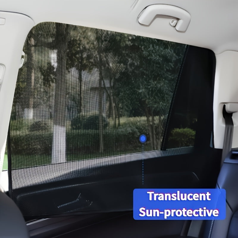 Rideaux de soleil magnétiques pour voiture, lot de 4 - Filet noir anti-UV et isolation thermique, installation facile sur vitres et pare-brise, ajustement universel pour voitures, SUV et camions
