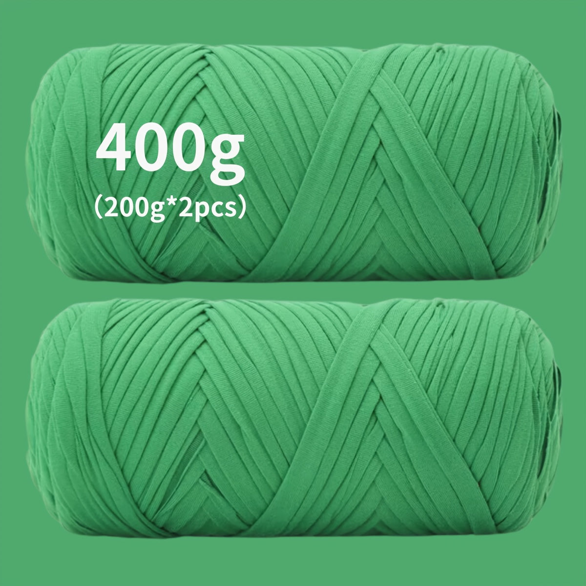 Fil de coton pour t-shirt 400 g (2 x 200 g) mélange de coton épais en 49 couleurs – Fil épais et doux pour paniers au crochet, sacs, tapis, projets de macramé et tricot – Fil de loisirs créatifs idéal pour les débutants