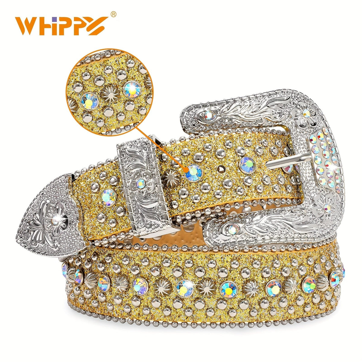 Ceinture strass unisexe style western – Ceinture ajustable scintillante en similicuir avec boucle en alliage pour hommes et femmes, tailles S-XL, cadeau pour fête, festival, Halloween, Noël