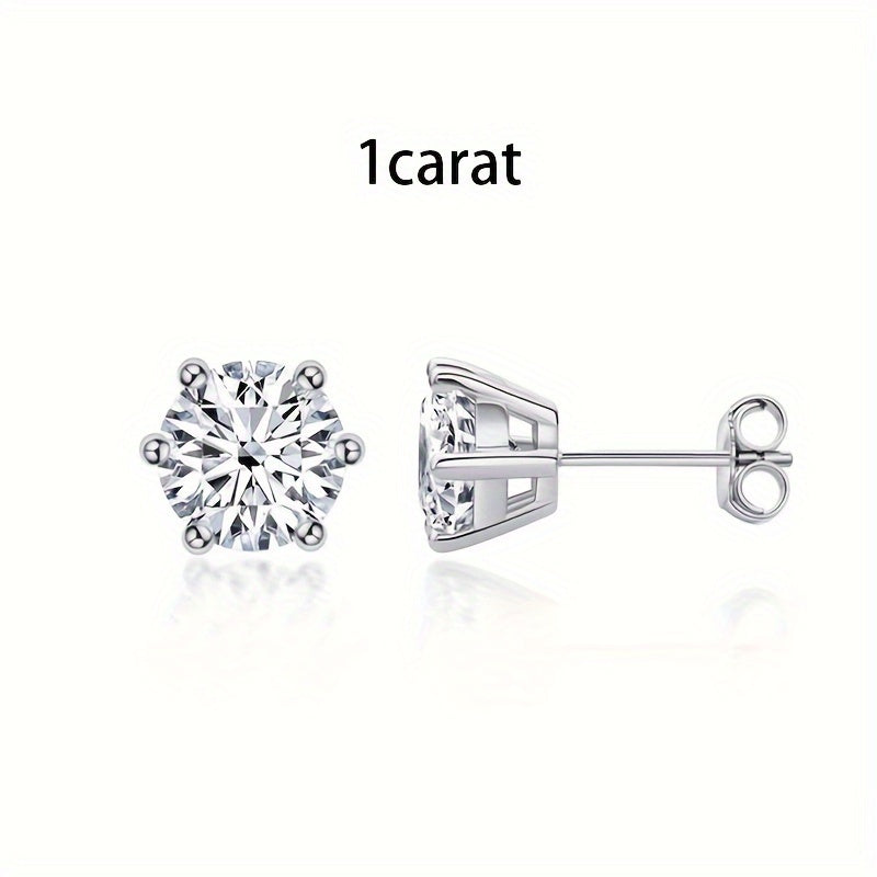 Boucles d'oreilles puces en argent sterling S925 et moissanite pour femme – Style vintage élégant, 0,5 ct, 1 ct, 2 ct, 3 ct, doré et argenté, bijou pour le quotidien ou pour offrir en cadeau