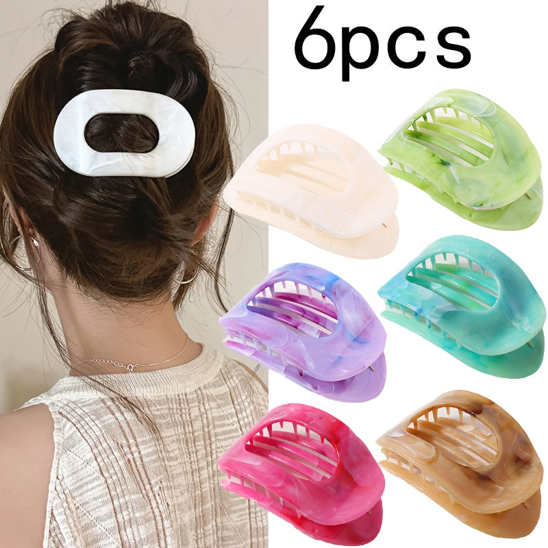 Lot de 5/6 pinces à cheveux requin surdimensionnées – Pinces plates extra-larges antidérapantes pour cheveux épais, plage, fête et usage quotidien, couleurs vives