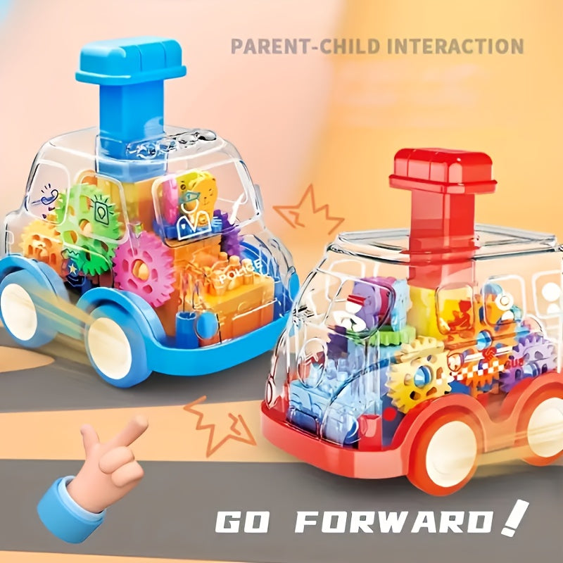 Voiture jouet transparente à rétrofriction pour enfants – Modèle de voiture à moteur visible éducatif pour garçons et filles | Cadeau d'anniversaire, de Noël ou d'Halloween, disponible en jaune, bleu et rouge