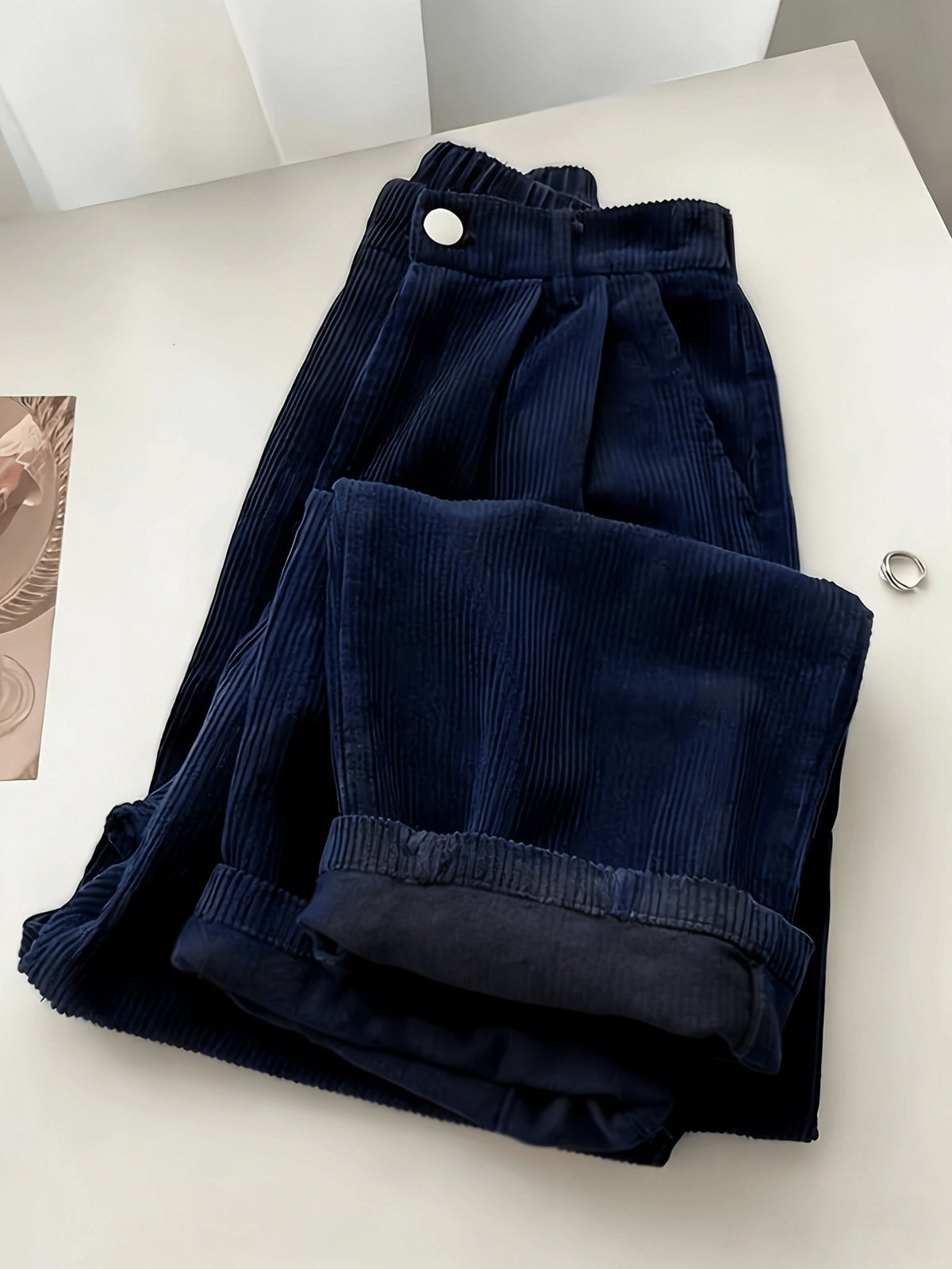 Pantalon décontracté droit et fluide pour femme - Pantalon large style décontracté pour femme en noir, marron, bordeaux, olive, bleu marine, abricot, tailles S-XXL