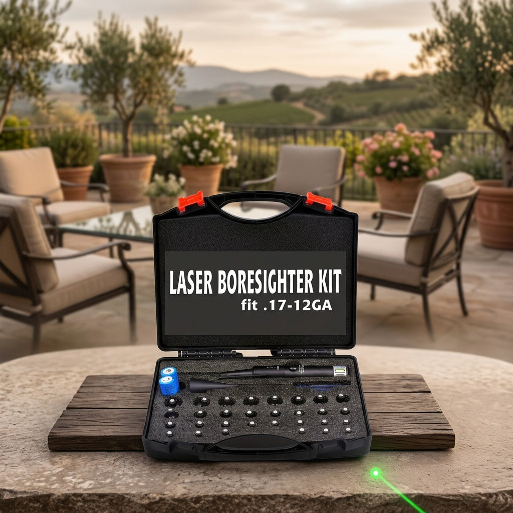 Kit de réglage laser avec 32 adaptateurs – Viseur laser rouge et vert pour calibres de 0,17 à 12GA, outil de réglage de précision pour fusil avec 8 heures d'autonomie, bouton marche/arrêt pour la chasse et le tir