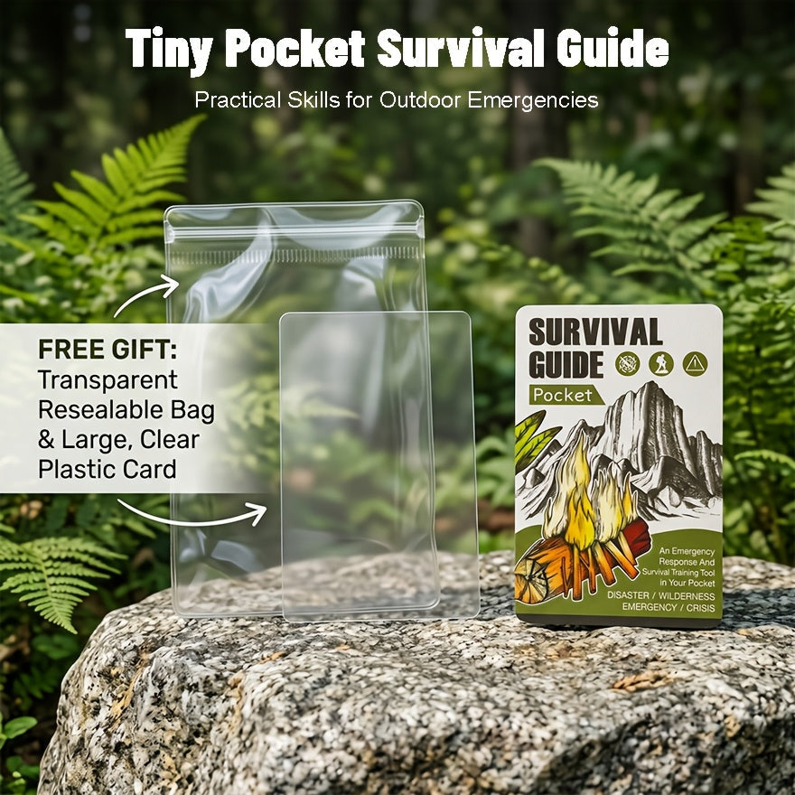 Guide de survie de poche, kit EDC format carte de crédit, 67 techniques de survie, 175 conseils d'experts, couverture étanche pour urgences sur le terrain, premiers secours, préparation aux catastrophes, camping, randonnée – inclut un outil grossissant