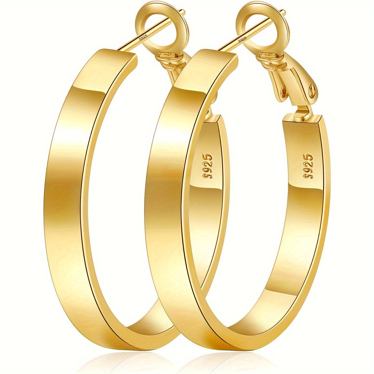 Créoles en argent sterling 925 pour femmes – Créoles cartilage hypoallergéniques en or et argent de 40 mm, 50 mm et 60 mm, boucles d'oreilles minimalistes pour tous les jours, cadeau idéal pour les fêtes et le quotidien