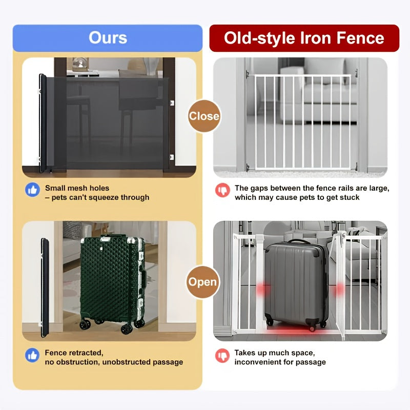 Barrière de sécurité extensible pour animaux - Installation facile sans perçage pour chiens et chats, design modulable adapté aux escaliers, portes et pièces, barrière intérieure pour la maison, noir