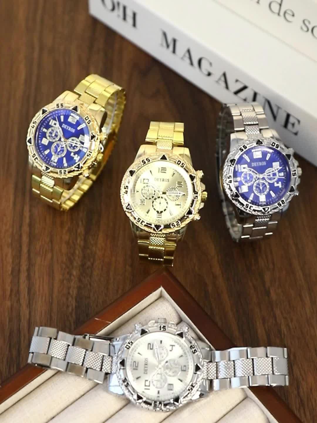 Coffret cadeau 12 pièces pour homme : montre et bijoux hip-hop – 3 montres analogiques à quartz + ensemble de 9 pièces comprenant bracelets, colliers et bagues, cadeau idéal pour Noël et les anniversaires