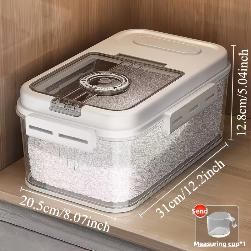 Ensemble de récipients hermétiques pour aliments avec couvercle à rabat – Boîtes à riz carrées en PET de 10,8 L et 7,8 L, distributeur de céréales anti-insectes et anti-humidité pour l'organisation du garde-manger – Réutilisables et sans BPA