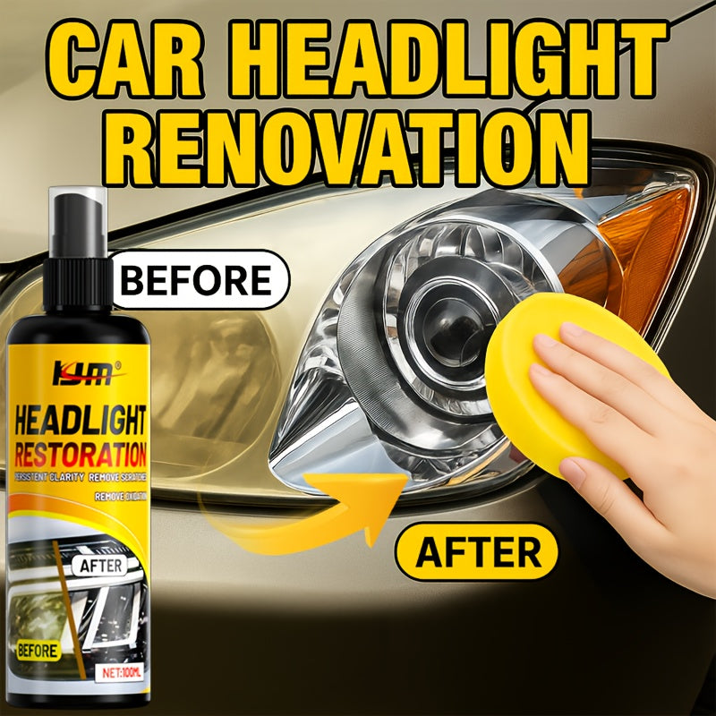 Kit de restauration de phares – Élimine le jaunissement et l'oxydation, restaure la clarté des phares ternis, protection anti-UV longue durée, nettoyant et rénovateur facile à utiliser pour voitures, camions, SUV et motos