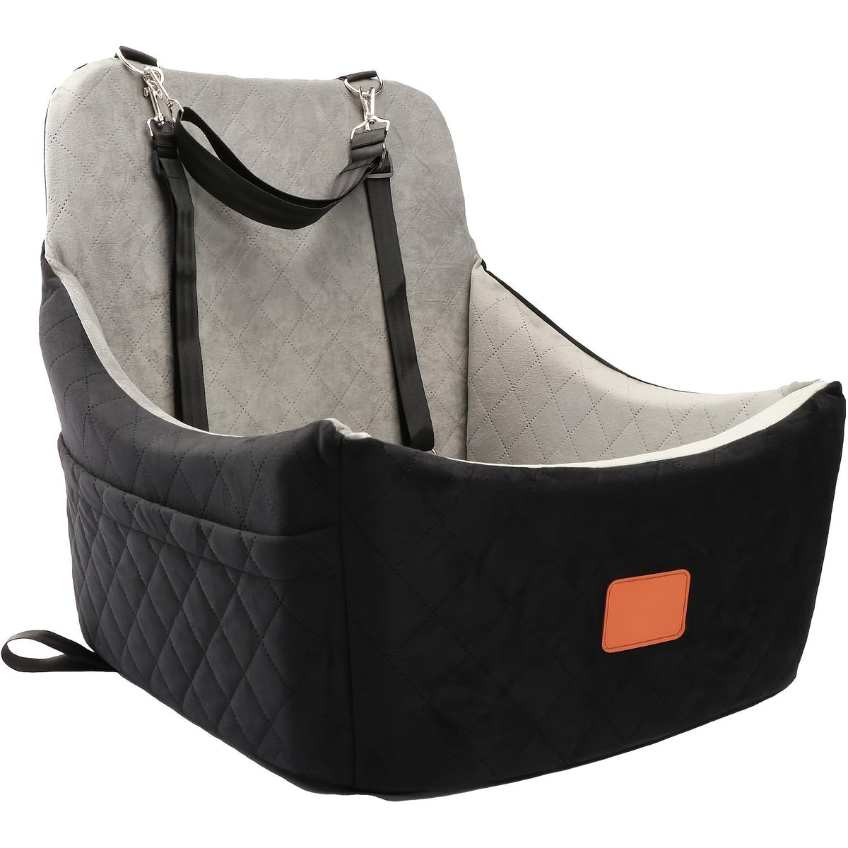 Siège auto pour chiens de taille moyenne à grande – Panier de voyage lavable en mousse à mémoire de forme pour animaux avec passage pour ceinture de sécurité, sangles réglables et installation en 3 points, Gris Noir Marron Tout Noir Noir Gris