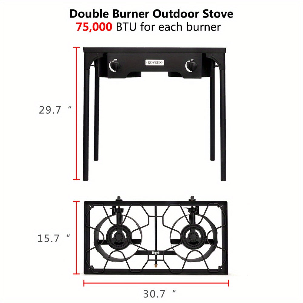 Réchaud à propane haute pression 100 000 - 225 000 BTU - Réchaud de camping extérieur robuste en fonte avec pieds détachables, régulateur certifié CSA, 1 ou 3 brûleurs pour le camping, les fêtes d'avant-match et le brassage