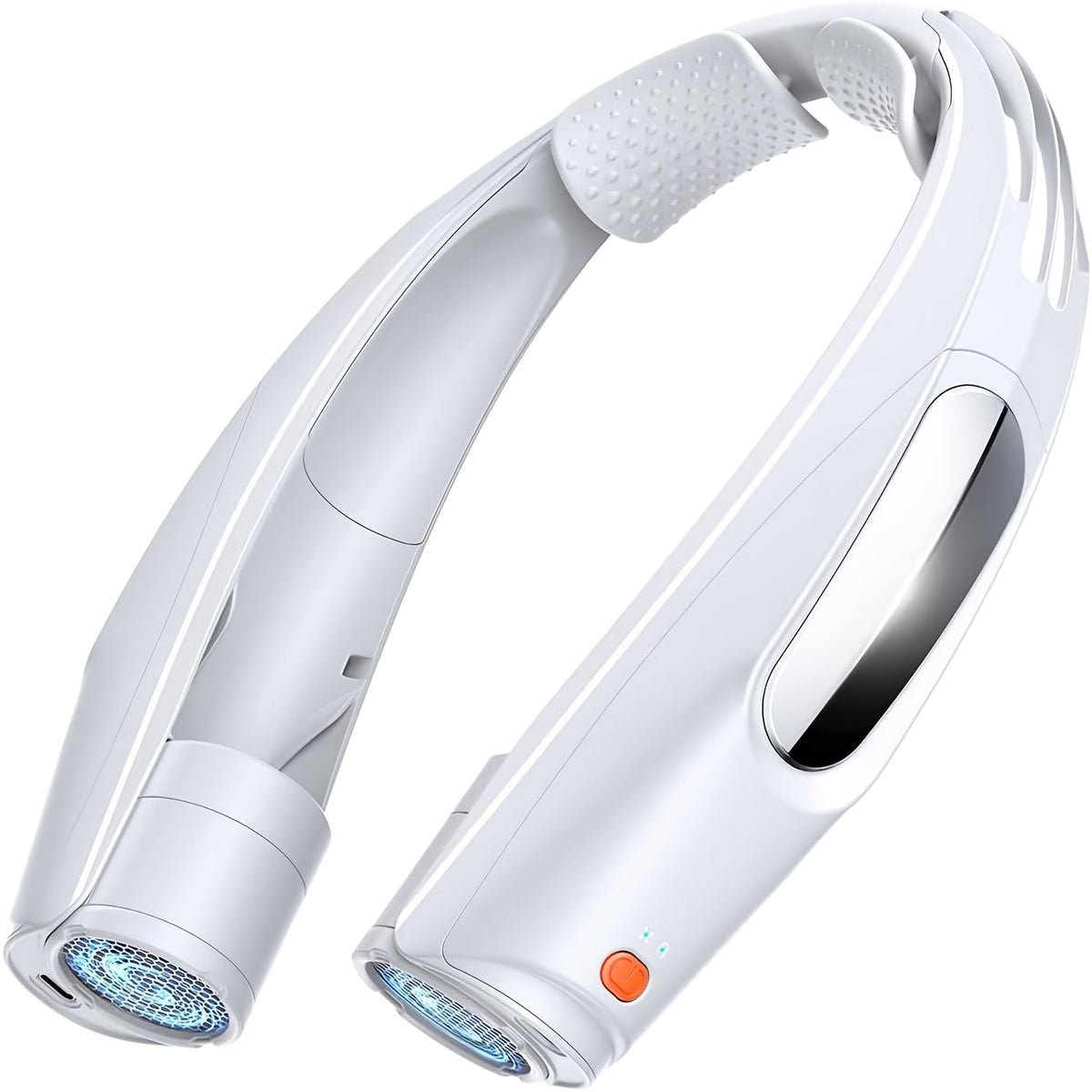 Ventilateur de cou portable mains libres, ventilateur personnel rechargeable par USB 3000 mAh, 6 vitesses réglables, ventilateur de refroidissement sans pales pour la maison, le bureau, le camping en plein air, les voyages – Noir et blanc