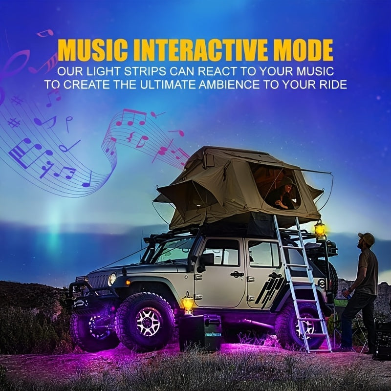 Kit d'éclairage d'ambiance LED pour voiture – Contrôle via application et sans fil, modes multi-scènes, 2 bandes (60 cm x 90 cm), compatible avec voitures, camions et SUV, éclairage décoratif intérieur et extérieur