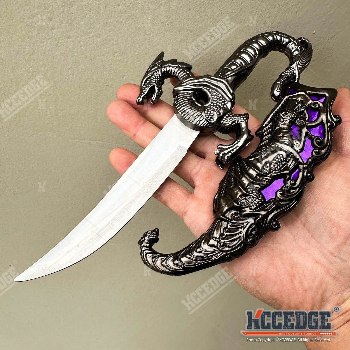 Couteau médiéval fantastique à lame fixe avec fourreau, 23 cm – Acier inoxydable 440 non tranchant, accessoire de cosplay, réplique historique, objet de décoration, 5 couleurs