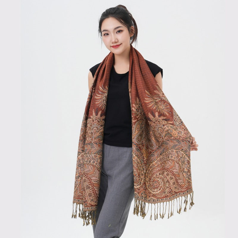 Écharpe pashmina à motif cachemire « queue de phénix » – Châle enveloppant épais et chaud pour femme, tissu doux et luxueux disponible en 17 couleurs éclatantes, polyvalent pour les événements formels, le quotidien et les cadeaux