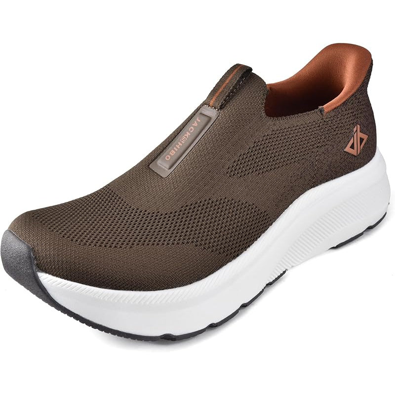 Baskets sans lacets pour hommes – Bout large, semelle zéro drop, chaussures de marche en maille coussinée pour un usage décontracté et quotidien – Semelle en caoutchouc, modèle à enfiler (US 8–13,5)