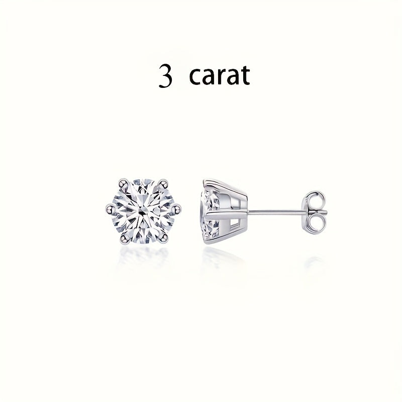 Boucles d'oreilles puces en argent sterling S925 et moissanite pour femme – Style vintage élégant, 0,5 ct, 1 ct, 2 ct, 3 ct, doré et argenté, bijou pour le quotidien ou pour offrir en cadeau