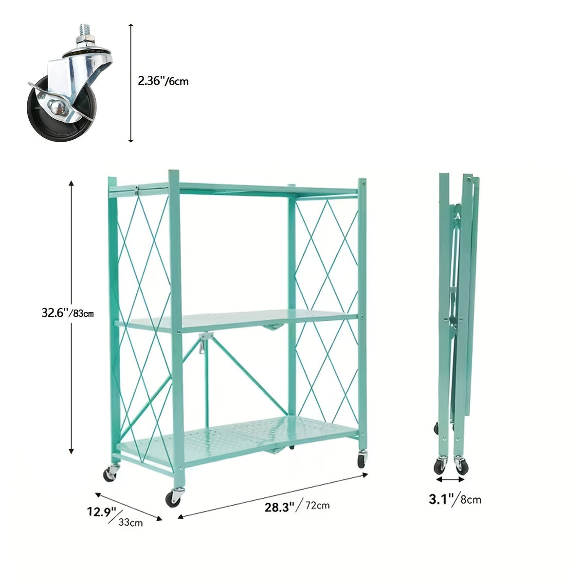 Heavy Duty Folding Storage Rack with Wheels β 3/4/5-Tier Portable Floor-Standing Shelf, No Assembly Required, for Home, Office, Bedroom & Dorm, 4 Colors Available