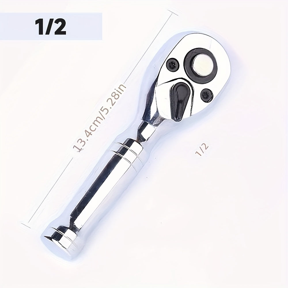 Jeu de clés à cliquet rapide 72 dents – Clé à douille compacte bidirectionnelle à manche court pour réparation automobile – 3 tailles d'entraînement 1/4", 3/8", 1/2" – Outil à cliquet à libération rapide pour mécanicien automobile et camion