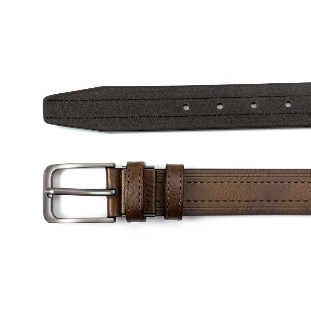 Lot de 2 ceintures pour homme en cuir de vachette véritable avec coffret cadeau – Ceinture classique vintage à boucle ardillon réglable pour jean, tailles 30"-52"