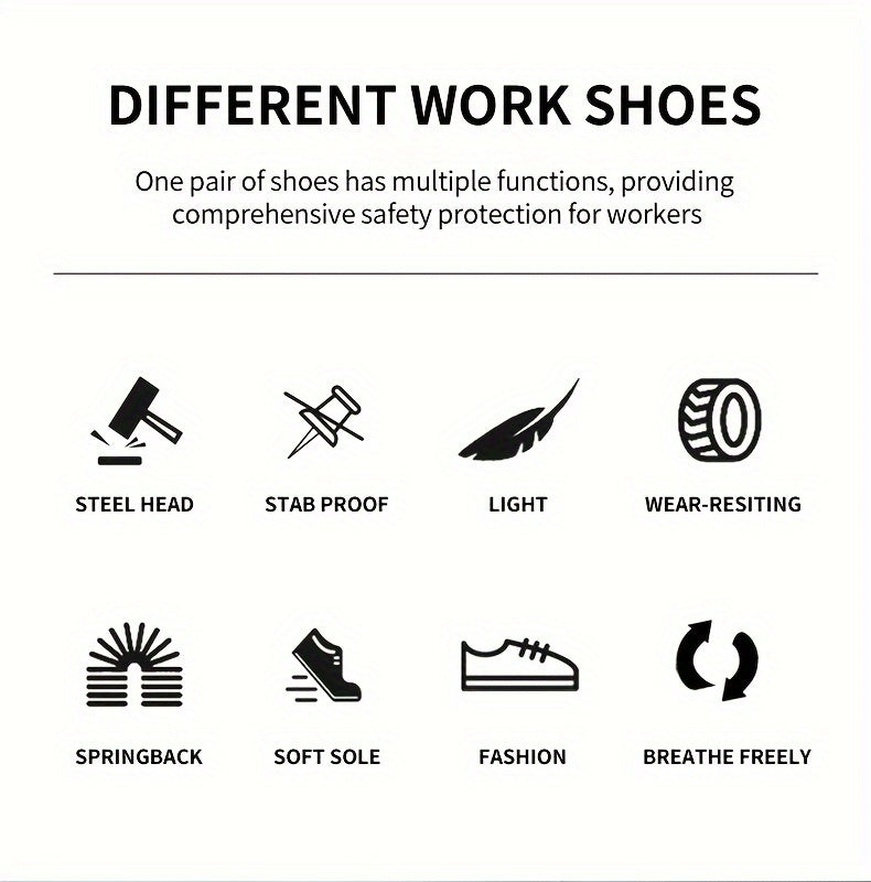 Chaussures de sécurité à embout d'acier pour hommes, largeur large, anti-perforation avec boucle rotative – Bottes de travail antidérapantes et rembourrées pour la construction, l'industrie et l'entrepôt, tailles US 6,5–13,5