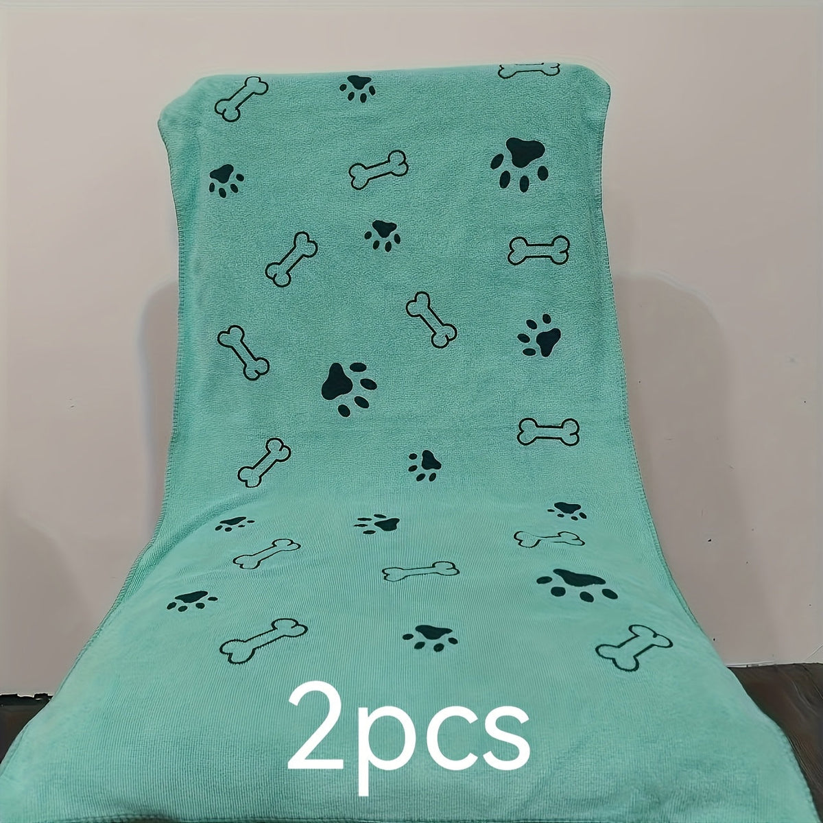 Lot de 2 serviettes en microfibre super absorbantes pour chiens et chats – Serviettes de bain à séchage rapide extra larges de 50 x 100 cm avec joli motif d'empreintes de pattes, ensemble de serviettes de séchage douces pour chiots et chatons