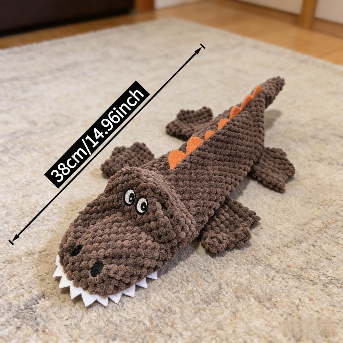 Crocodile Squeaky Plush Dog Toy with Crinkle Paper & BB Sound - Unstuffed Chew-Resistant Dog Toy for Small to Medium Dogs, 4 Colors, Anti-Boredom Interactive Pet Toy, Dog Birthday & Holiday Gift