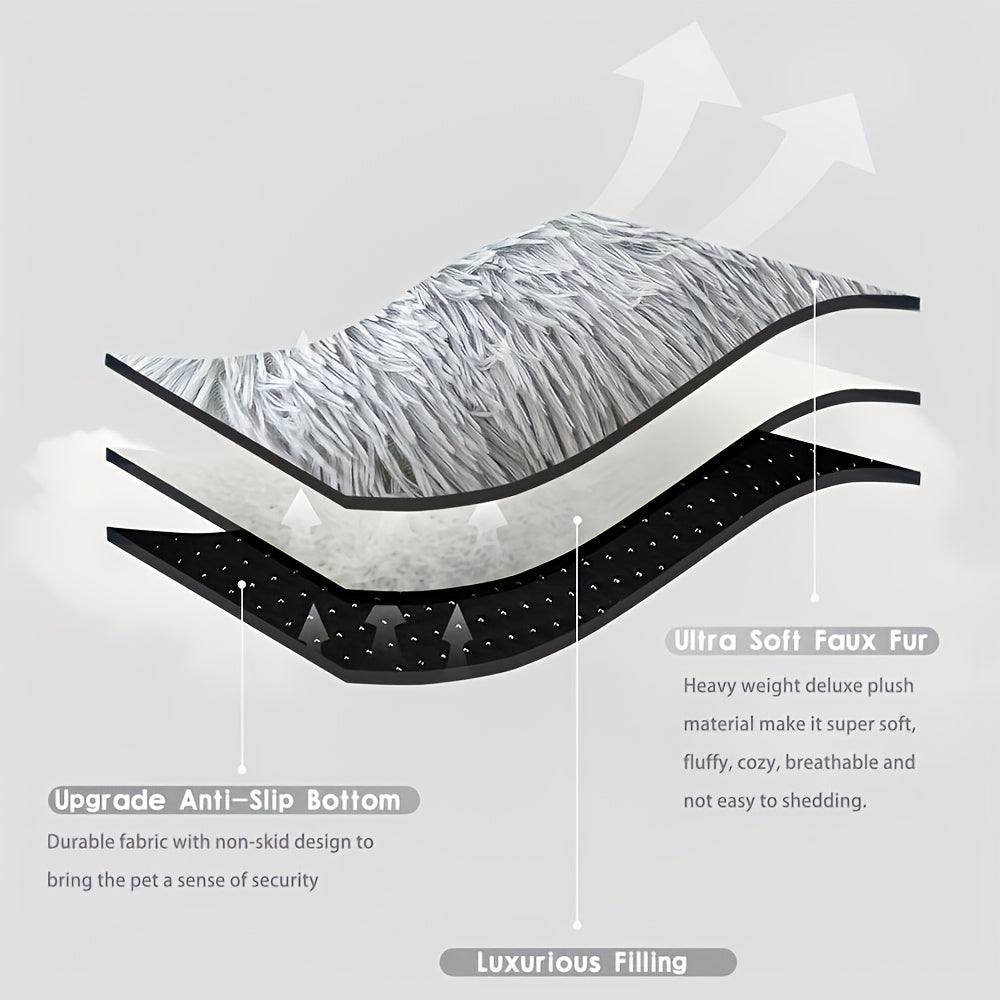 Panier pour chien et chat en peluche surdimensionné, tapis épais, chaud et lavable, lit pour animaux en polyester avec housse amovible, toutes races et tailles, mobilier pour animaux confortable et durable, gris clair, S, L, XL