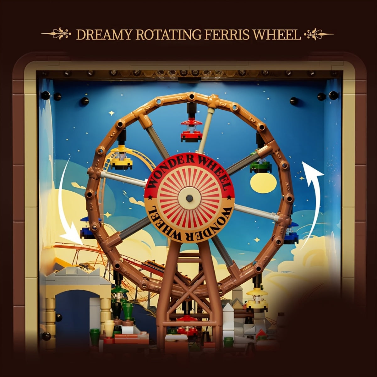 Ensemble de construction de grande roue rétro avec téléviseur, 2715 pièces, kit de modèle motorisé avec lumière LED pour adultes, assemblage de précision, objet de décoration de bureau à collectionner, cadeau d'anniversaire STEM