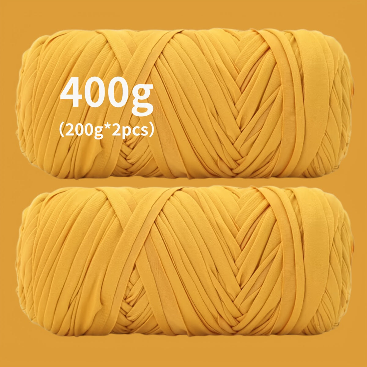 Fil de coton pour t-shirt 400 g (2 x 200 g) mélange de coton épais en 49 couleurs – Fil épais et doux pour paniers au crochet, sacs, tapis, projets de macramé et tricot – Fil de loisirs créatifs idéal pour les débutants