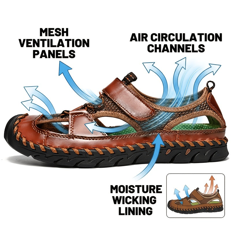 Sandales de pêcheur fermées pour hommes – Chaussures d'eau respirantes faites à la main, sandales de randonnée et de plage antidérapantes et anti-collision pour l'été | Velora