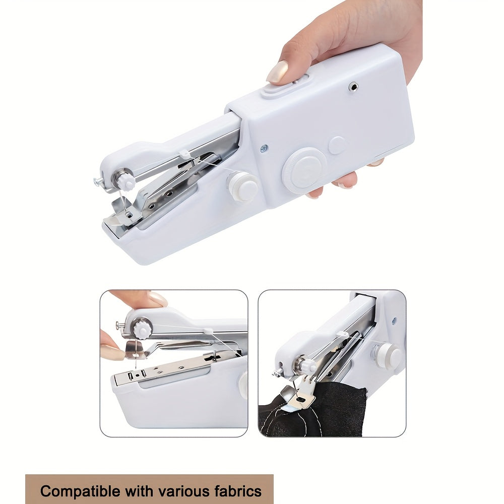 Mini machine à coudre portable sans fil avec kit d'accessoires – Outil de couture manuel léger pour débutants, réparations rapides de tissus, ourlets et travaux manuels, en blanc ou noir
