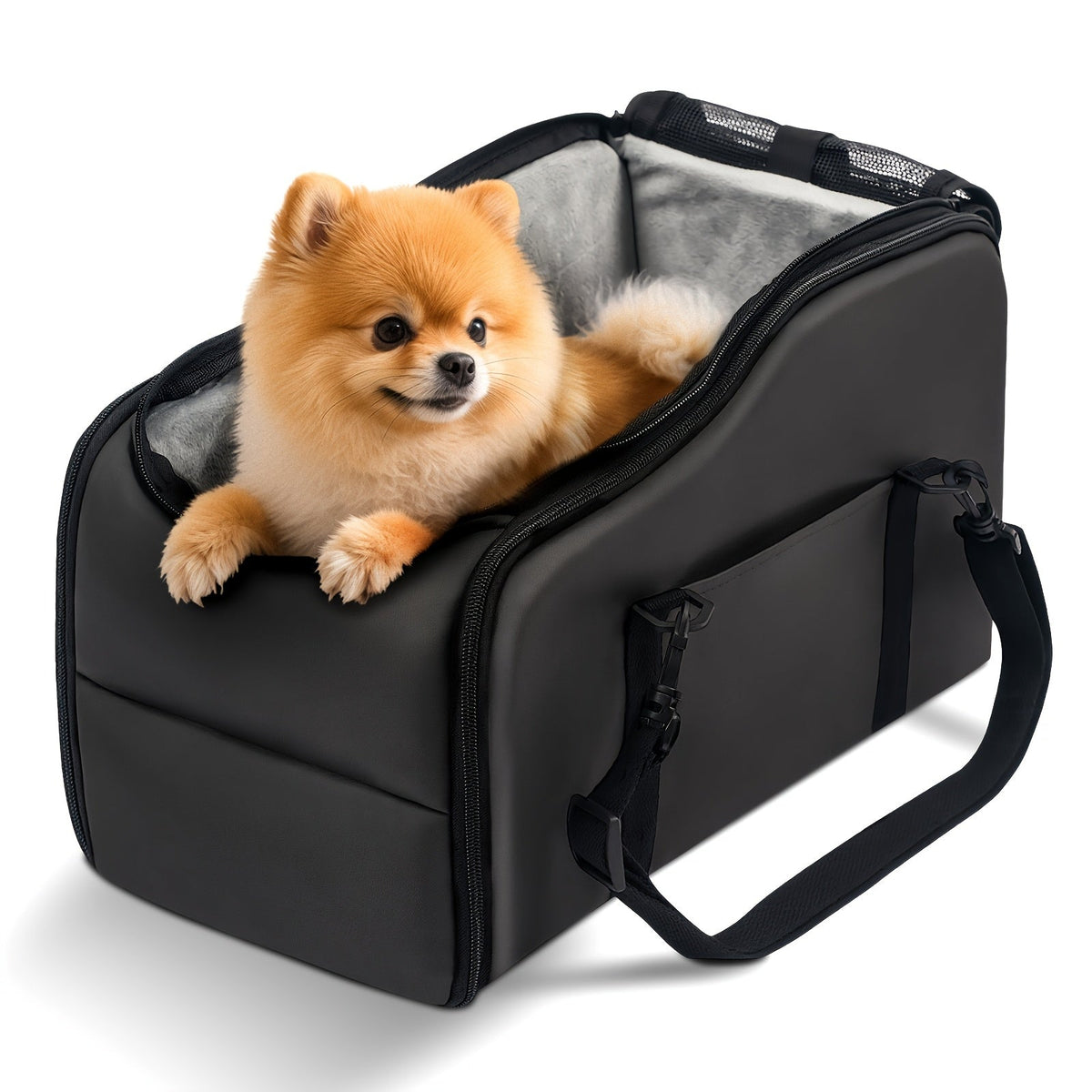 Siège auto rehausseur pour animaux avec harnais de sécurité – Coussin de transport pour chiens et chats pour console centrale, lit de voyage portable, construction robuste facile à nettoyer, plusieurs coloris
