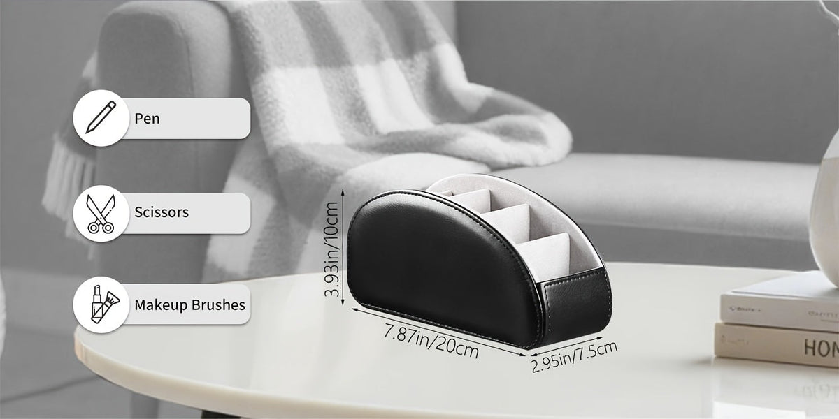 Organisateur de bureau avec 5 compartiments pour télécommandes – Boîte de rangement de chevet pour télécommandes TV, stylos, lunettes, fournitures de bureau et accessoires domestiques