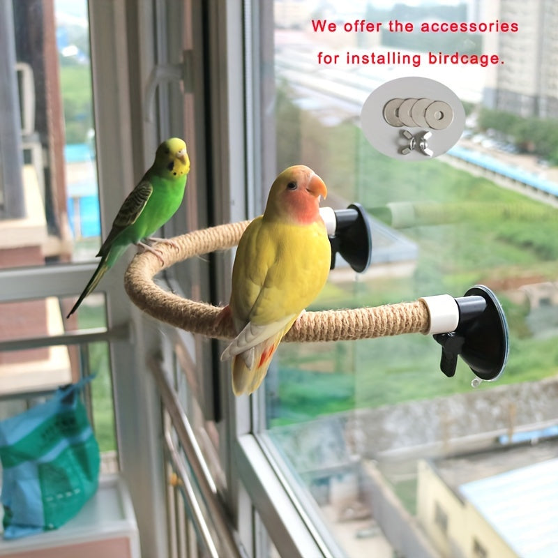 Perchoir flexible pour oiseaux avec ventouse - Échelle d'escalade pliable pour perroquets, à fixer sur vitres, carrelages ou miroirs de cage - Accessoire multifonction pour perroquets, calopsittes, conures et perruches