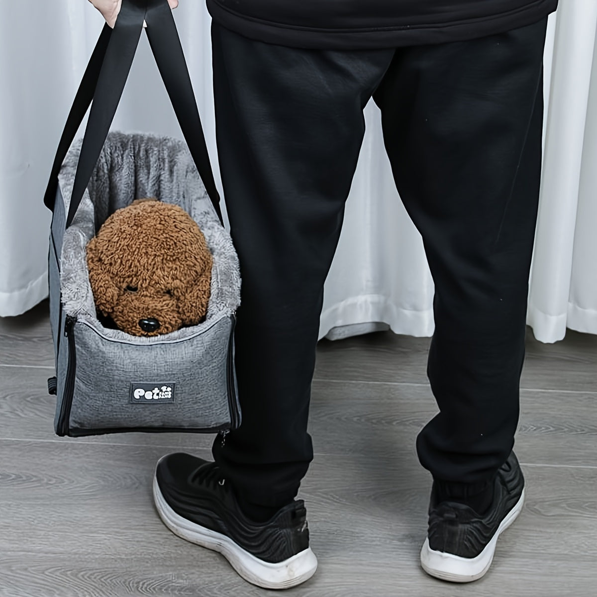 Siège rehausseur de voiture pour petits et moyens animaux – Sac de transport portable avec boucle de sécurité, vue surélevée, construction en polyester pour chiens et chats en voiture