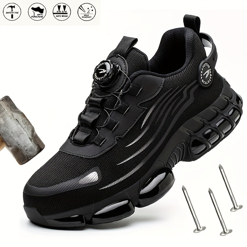 Chaussures de sécurité à embout en acier pour hommes, antidérapantes, respirantes, baskets à embout composite, bottes de travail de construction résistantes à l'abrasion, noir/gris foncé, US 6-11