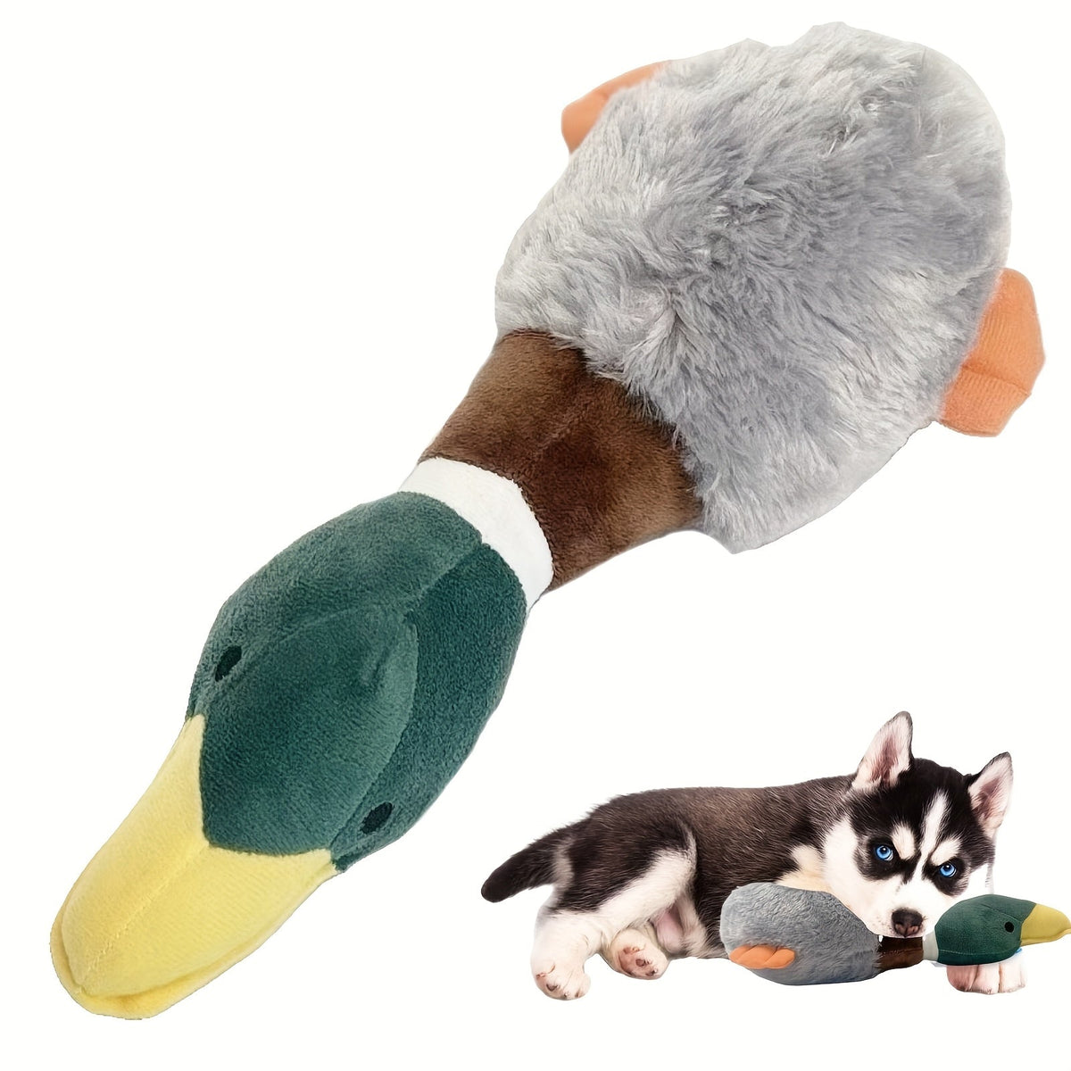 Jouet pour chien en peluche pouet-pouet Oie en velours – Jouet sonore pour animal de compagnie en velours PV doux, design d'oie mignon, jouet interactif à mâcher et à câliner, peluche durable pour chiens de petite à moyenne taille